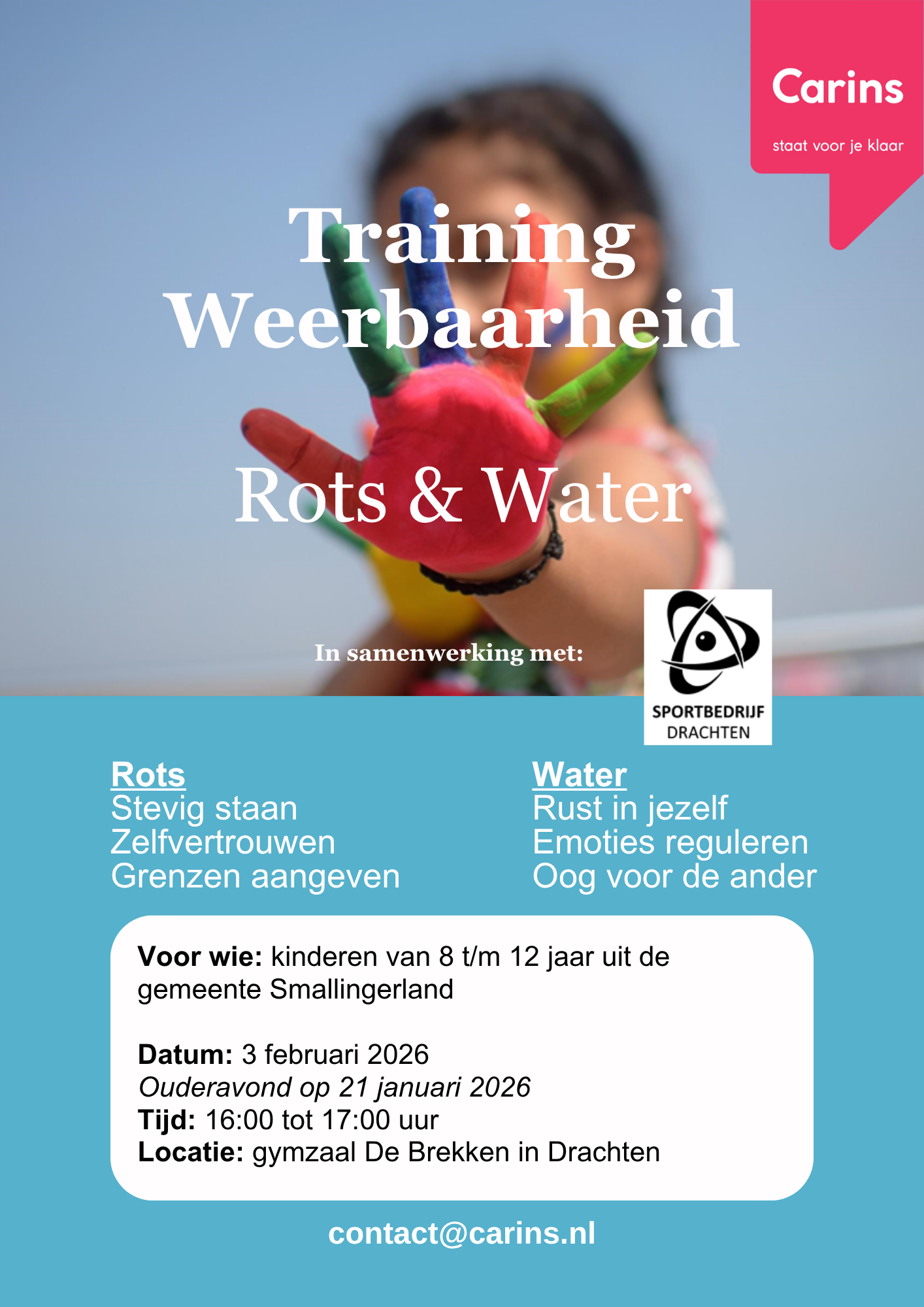 Flyer weerbaarheidstraining Rots & Water 2026